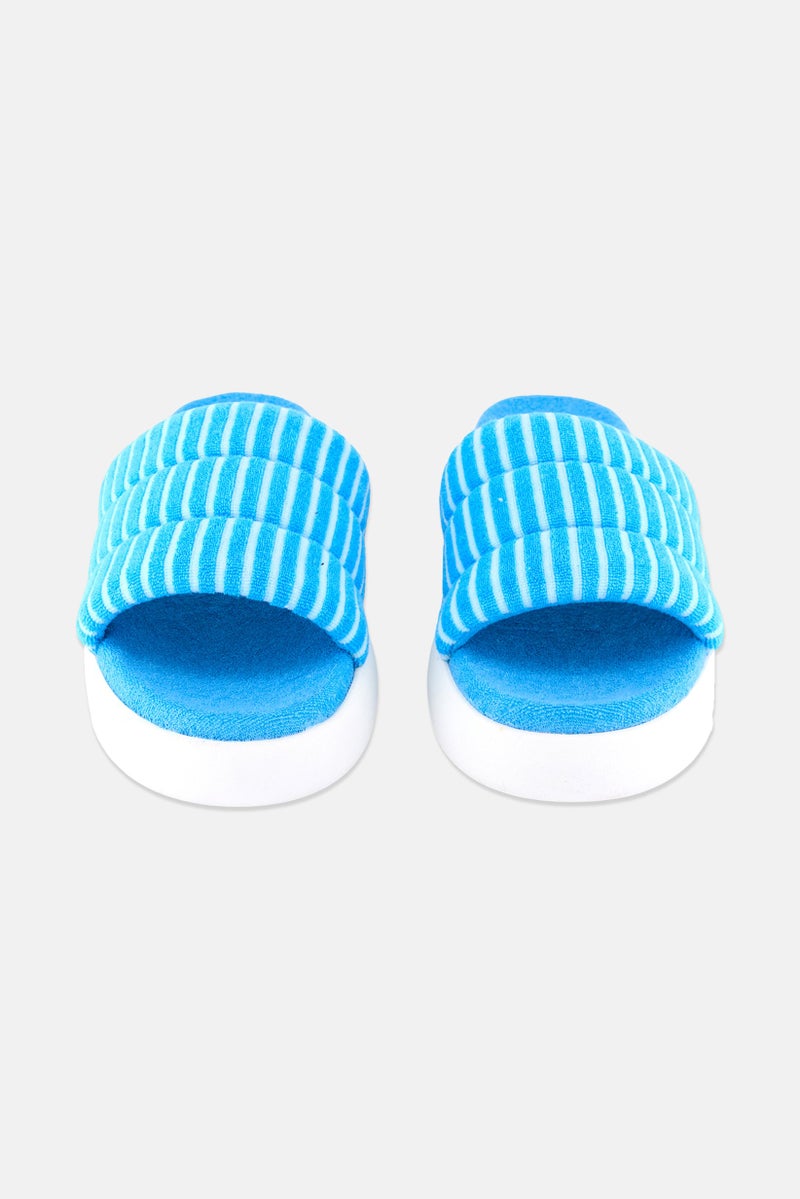 TOMS Women Alpargata Mallow Stripe Slip On Slides, Blue - Image 4