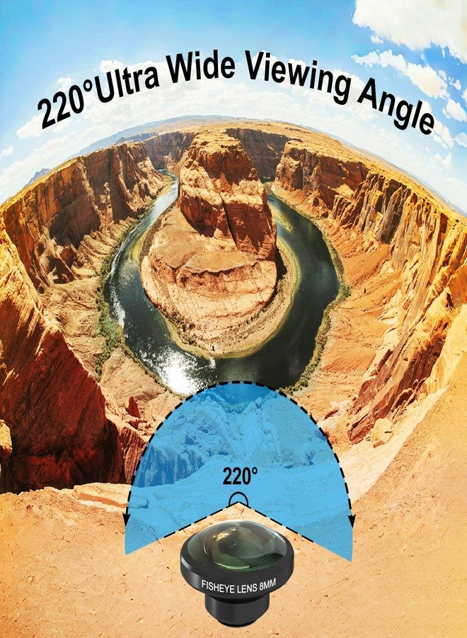 Veedzoens 8MM 220°Fisheye Lens for iPhone Android Smartphone, Compatible with SmallRig NEEWER Phone Cage, with 17mm Thread Universal Phone Lens Clip and Black Portable Bag - Image 2