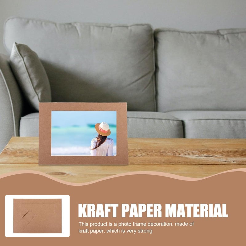VICASKY Decorative Paper Picture Frames 6-inch Kraft Paper Photo Holder Set of 10 DIY Standing Photo Display Frames for Home Décor and Tabletop Use - Image 5