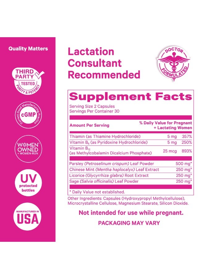 Pink Stork No Flow with Parsley, Sage + B Vitamins, 60 Capsules, Dietary Supplement - Image 4