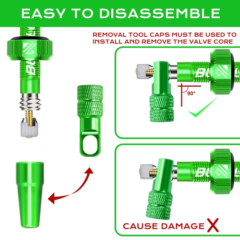 BUCKLOS Tubeless Presta Valve Stem 40/44/55/60/65/80/100 mm, Valve Stem Kit with Valve Core Removal Tool for Road Bike/Mountain Bike/MTB, Fit Most Bicycle Rims, Super Light Durable Aluminum Stem - Image 3