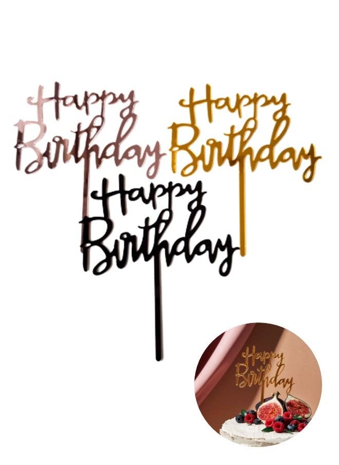 وي هابي عبوة من 3 قطع علوية لكعكة عيد الميلاد السعيد من الأكريليك عاكسة مثالية للزينة ومستلزمات الحفلات متعددة الألوان  - Image 1