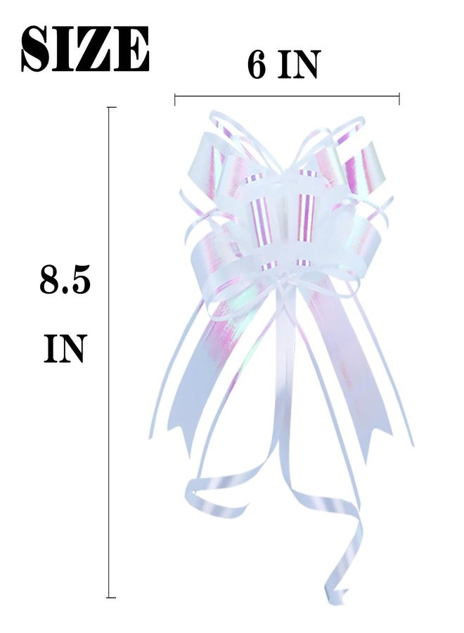 WEWILUCK Pull Bows for Gift Wrapping, Large Iridescent White Gift Bow for Presents Package, Gift Baskets, Christmas, Wedding, and Party Decor (6 inches, 10 PCS) - Image 4