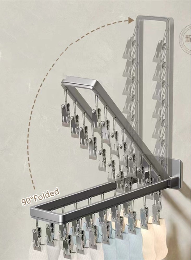 Kutis 1-Piece Clothes Drying Hanger Folding Drying Rack Aluminum Grey 43.3x8x6.2 cm - Image 3