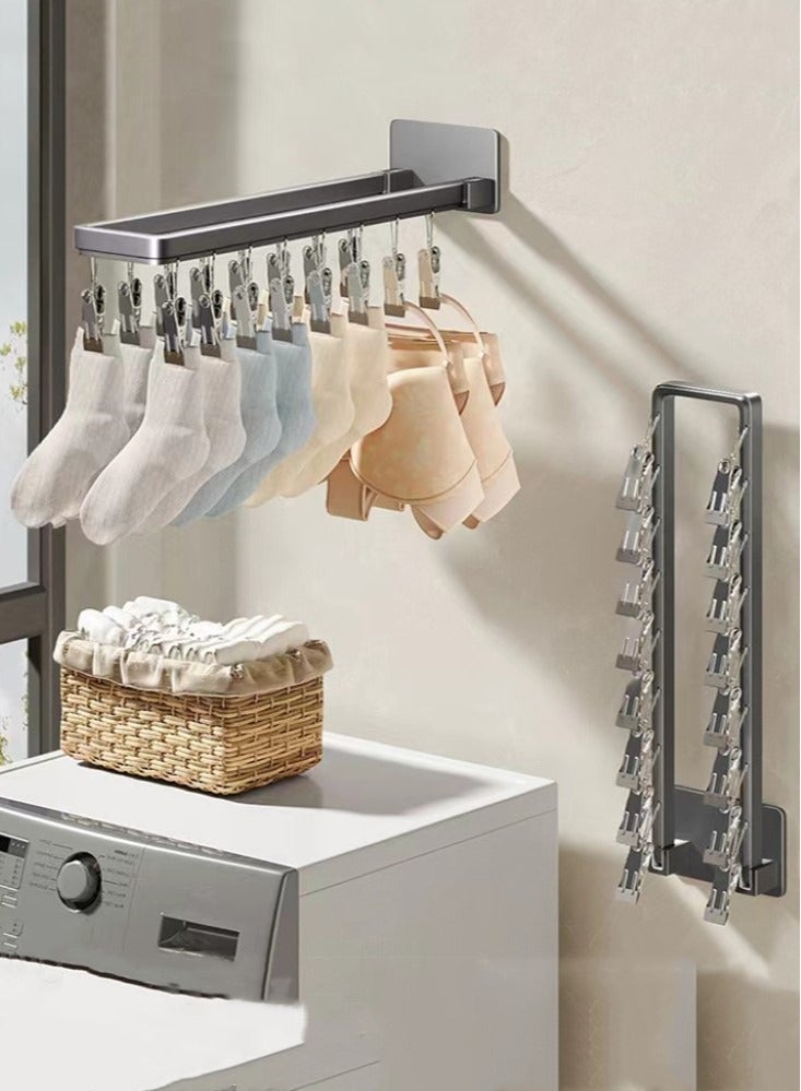 Kutis 1-Piece Clothes Drying Hanger Folding Drying Rack Aluminum Grey 43.3x8x6.2 cm - Image 2