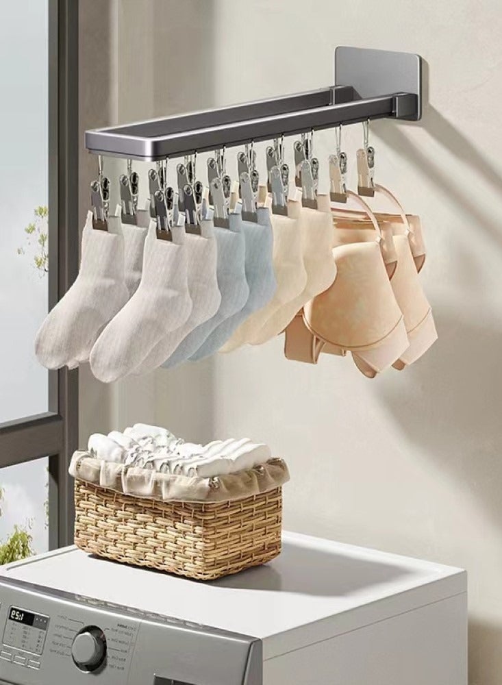 Kutis 1-Piece Clothes Drying Hanger Folding Drying Rack Aluminum Grey 43.3x8x6.2 cm - Image 1