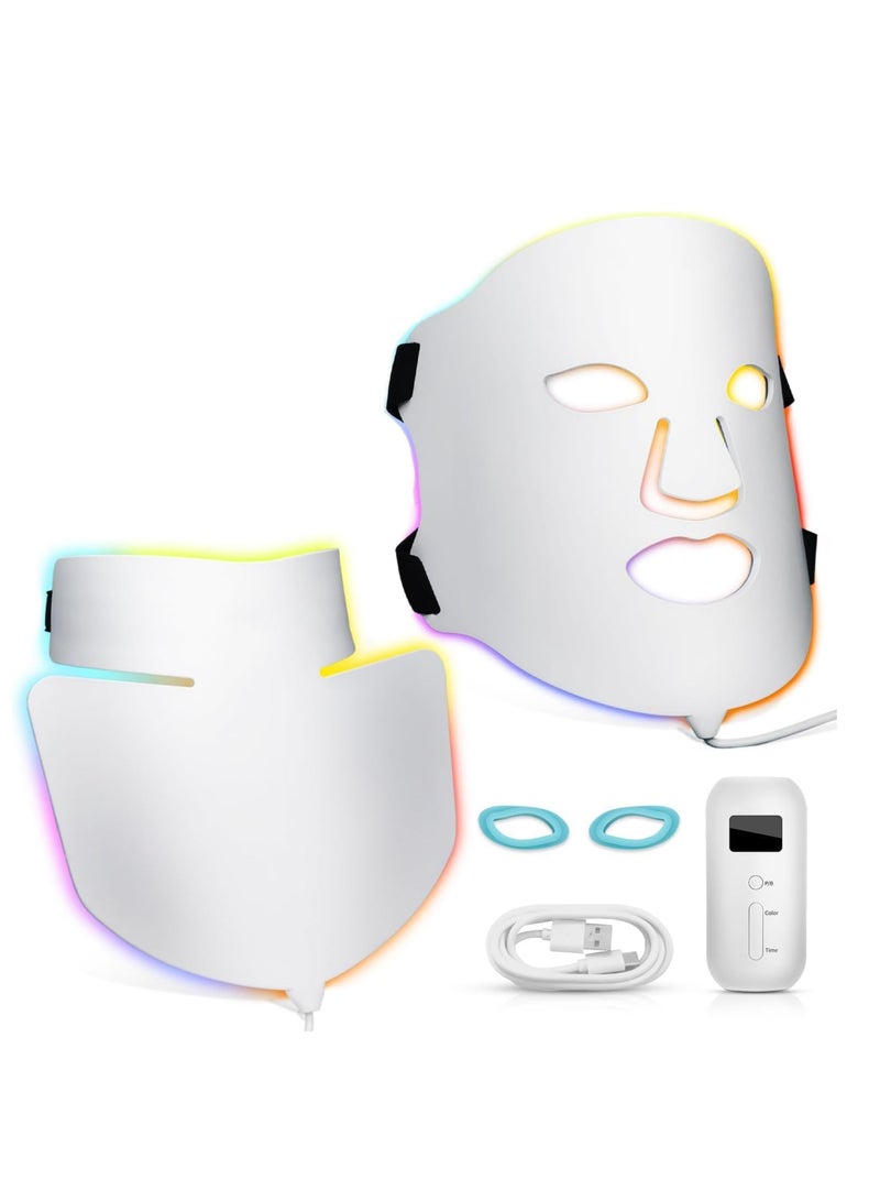 SYOSI قناع علاج الوجه بضوء LED، علاج الضوء الأحمر للوجه، علاج الضوء للوجه بـ 7 ألوان، جهاز تجميل الوجه الاحترافي لعلاج التجاعيد/مكافحة الشيخوخة/البقع - Image 1
