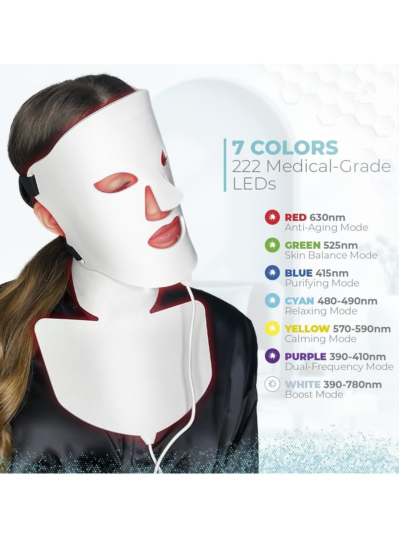 SYOSI قناع علاج الوجه بضوء LED، علاج الضوء الأحمر للوجه، علاج الضوء للوجه بـ 7 ألوان، جهاز تجميل الوجه الاحترافي لعلاج التجاعيد/مكافحة الشيخوخة/البقع - Image 2