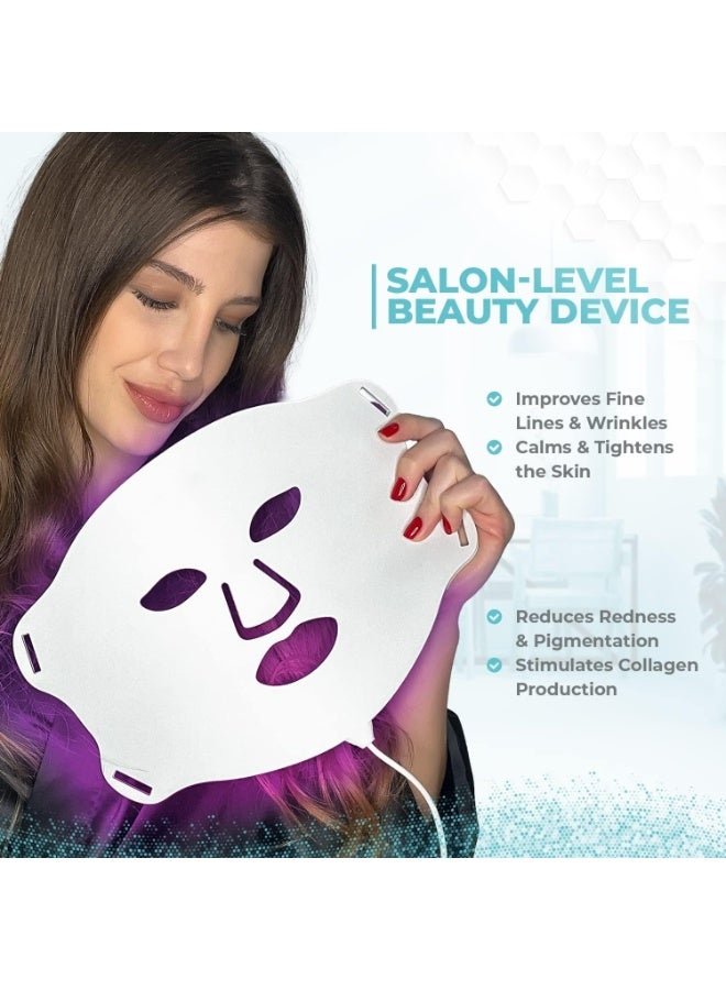 SYOSI قناع علاج الوجه بضوء LED، علاج الضوء الأحمر للوجه، علاج الضوء للوجه بـ 7 ألوان، جهاز تجميل الوجه الاحترافي لعلاج التجاعيد/مكافحة الشيخوخة/البقع - Image 5