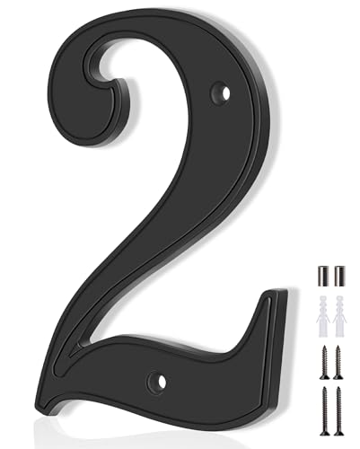 Emotionlite House Numbers 2, Emotionlite House Address Numbers, Black Large Modern House Numbers for Outside, Metal Mailbox Number, 5" Zinc Alloy Style - Image 1