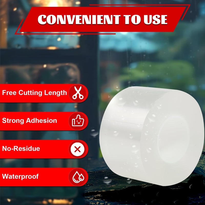 PackYard Window Sealing Tape 2 Inch x 33 FT Transparent Window Draft Insulation Residue-Free Clear Weather Stripping Caulk Tape Windproof Weatherproof Window Seal AC Units for Window Glass, Doors Gaps - Image 4