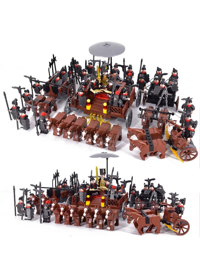 null - Ancient Chinese Soldiers Legion Da Qin Guofu Army Soldiers Stirrup Chinese Third Party Three Kingdoms Building Blocks Doll Toys-Color:Milky White - Image 1