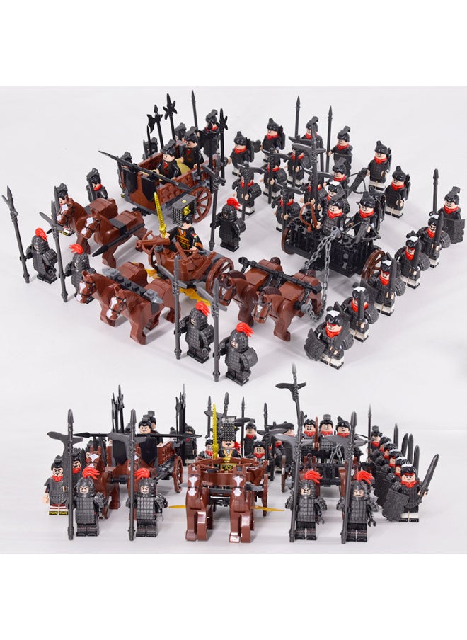 null - Ancient Chinese Soldiers Legion Da Qin Guofu Army Soldiers Stirrup Chinese Third Party Three Kingdoms Building Blocks Doll Toys-Color:Milky White - Image 1