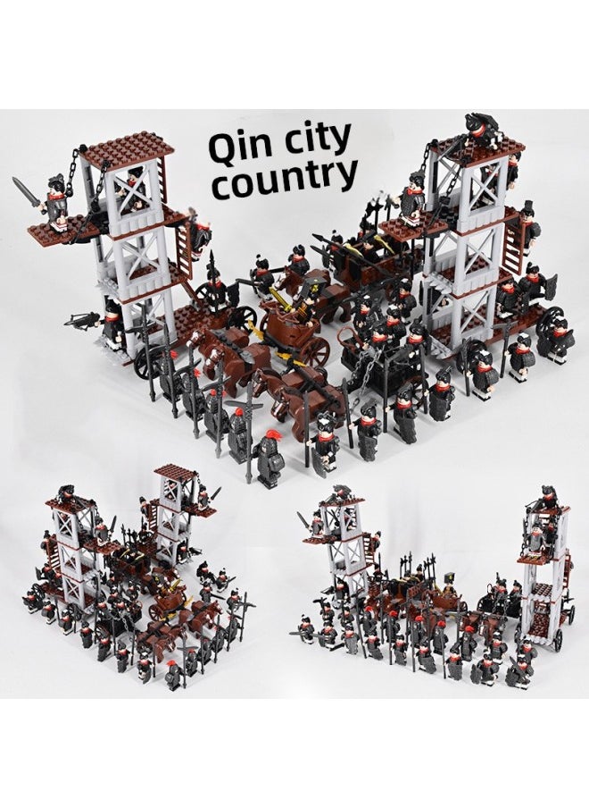 null - Ancient Chinese Soldiers Legion Da Qin Guofu Army Soldiers Stirrup Chinese Third Party Three Kingdoms Building Blocks Doll Toys-Color:Milky White - Image 1