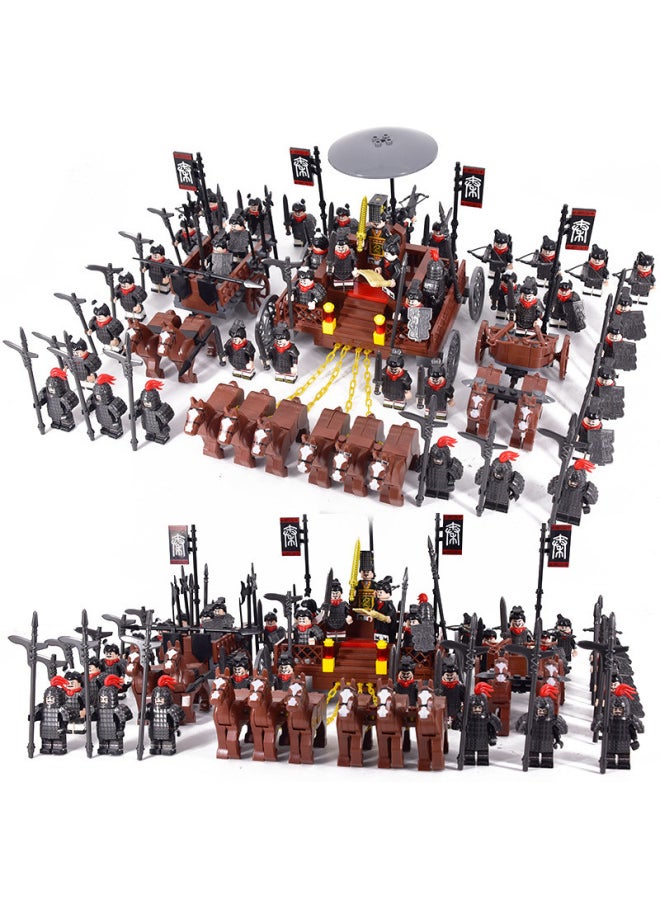 null - Ancient Chinese Soldiers Legion Da Qin Guofu Army Soldiers Stirrup Chinese Third Party Three Kingdoms Building Blocks Doll Toys-Color:Milky White - Image 1