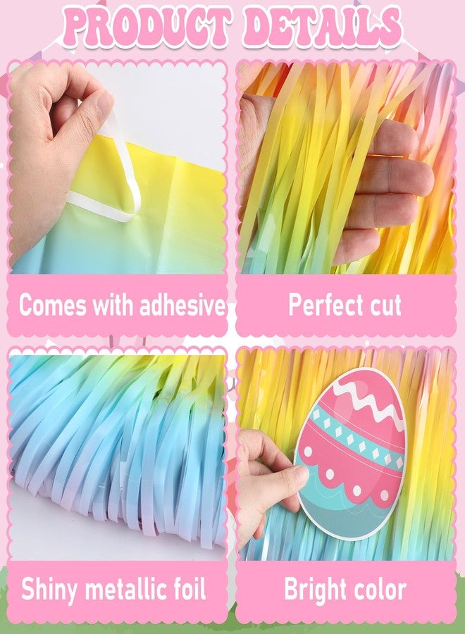 OBUSATT 2Pack Easter Party Decorations Happy Easter Table Skirt with Bunny Egg Cutouts, Foil Fringe Tinsel Table Skirts 30 x 108 Inch for Spring Picnic Birthday Baby Shower Tables Decor Supplies Favors, 42Pcs - Image 3