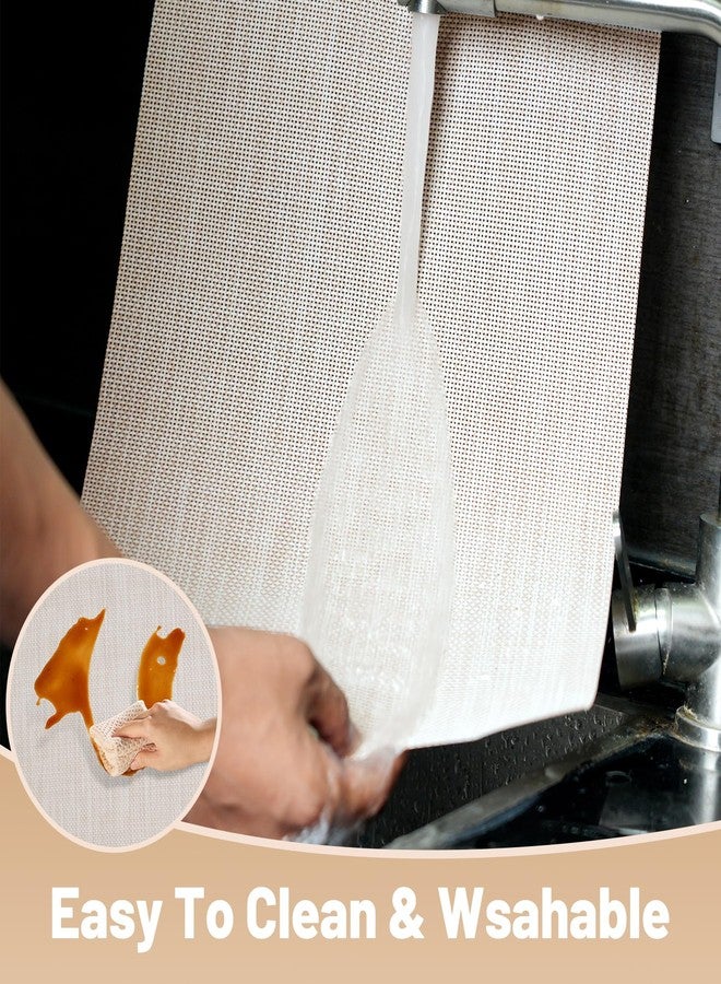 flohar Placemats Set of 6，Non-Slip PVC Weave Table Mats Easy to Clean，Heat Resistant Place Mats for Kitchen Dining Table Decoration Indoor Outdoor，Beige White - Image 3