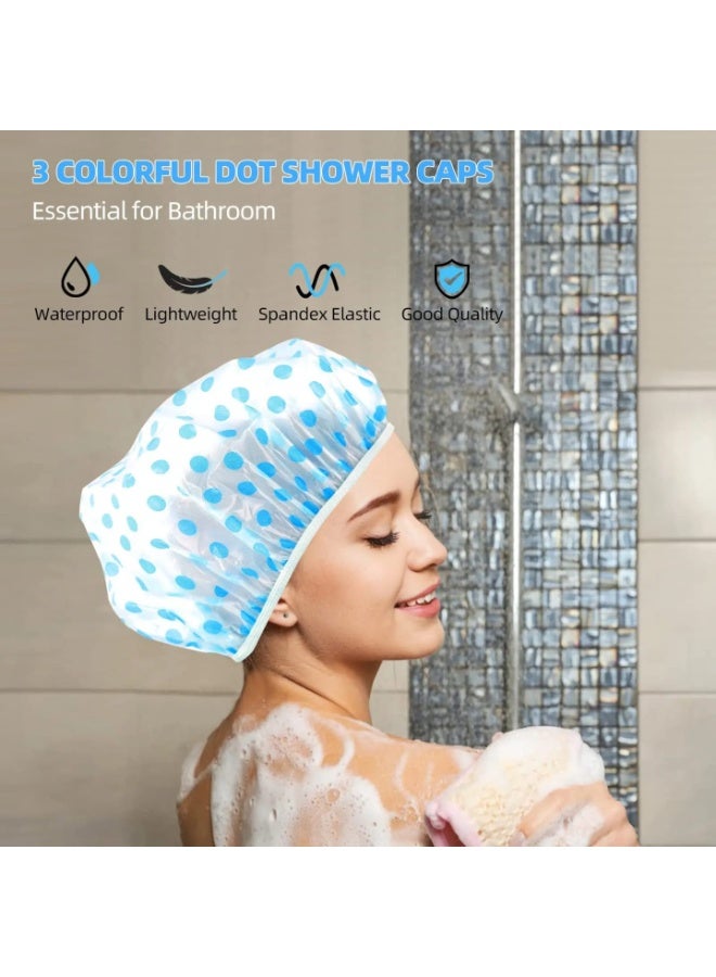 Jagravo Pack of 2 Waterproof Shower Cap for Women Reusable Hair Protection Bath Cap - Image 3