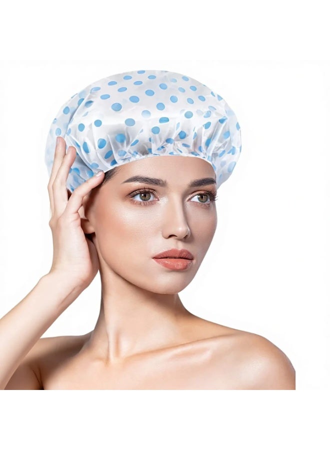 Jagravo Pack of 2 Waterproof Shower Cap for Women Reusable Hair Protection Bath Cap - Image 4