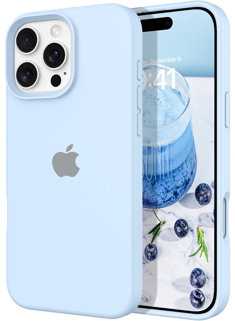 رفع القضية متوافق مع هاتف Apple iPhone 16 Pro مقاس 6.3 بوصة، سيليكون سائل ناعم وممتاز [بطانة من الألياف الدقيقة المضادة للخدش] غطاء هاتف نحيف واقٍ مقاوم للصدمات - أزرق داكن - Image 1