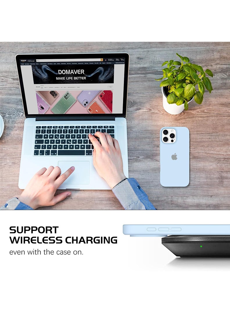 رفع القضية متوافق مع هاتف Apple iPhone 16 Pro مقاس 6.3 بوصة، سيليكون سائل ناعم وممتاز [بطانة من الألياف الدقيقة المضادة للخدش] غطاء هاتف نحيف واقٍ مقاوم للصدمات - أزرق داكن - Image 4