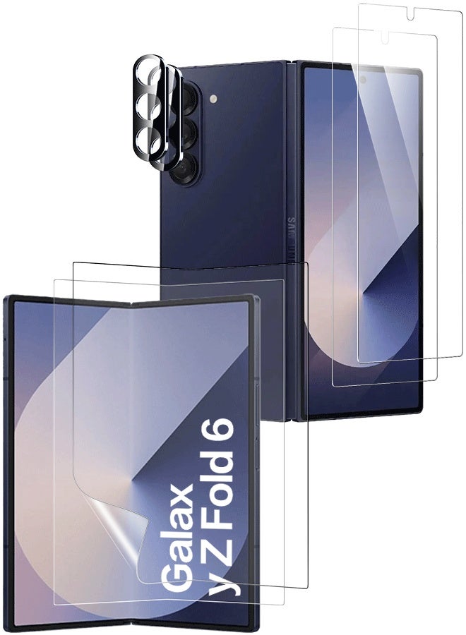 Tersely 6 in 1 Screen Protector for Samsung Galaxy Z Fold 6 5G, 2 Pack Front Tempered Glass Screen Protector + 2 Pack Inside TPU Screen Protector+2 Pack Camera Lens Protector - Image 1