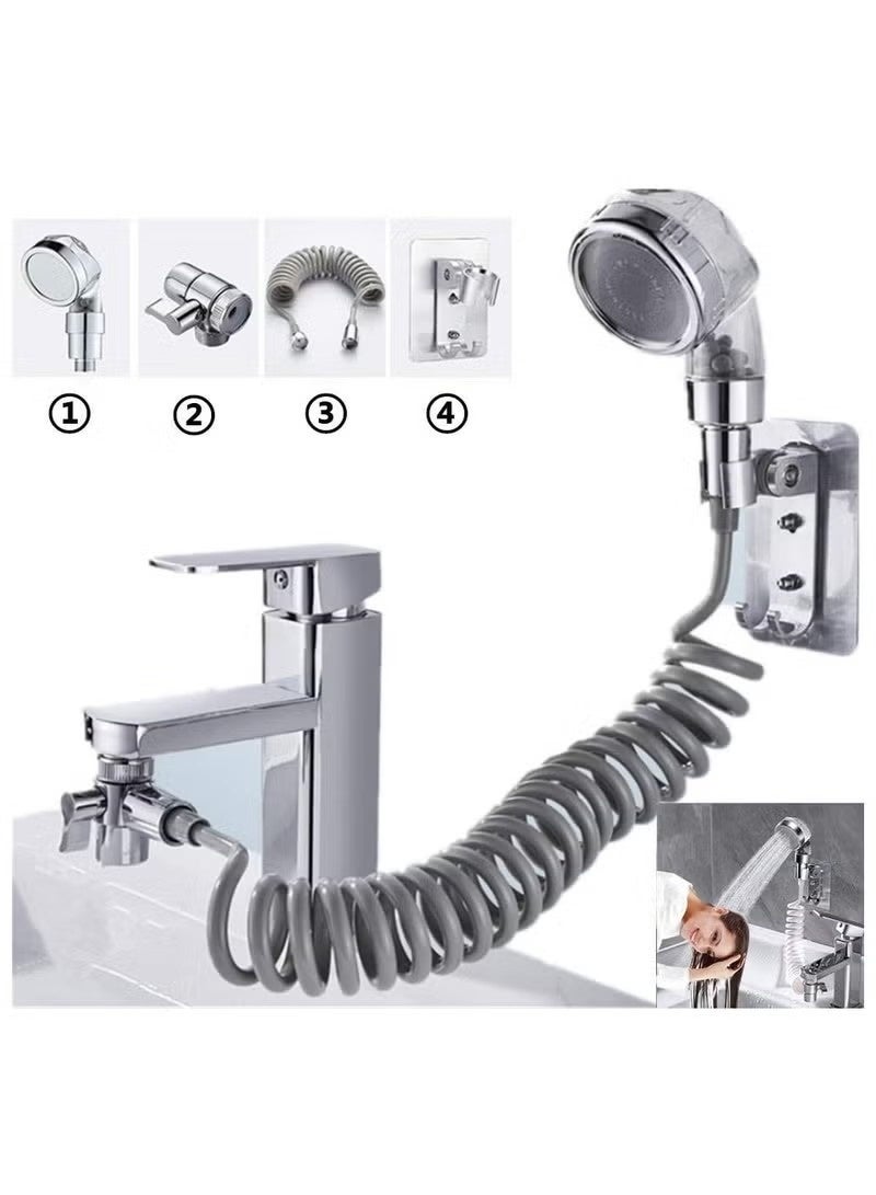 Beauenty Faucet Sprayer Set Kitchen Sink Faucet Nozzle Ionic Shower Filter Household Water Saving Splash Tube Handheld Holder Shower Booster Without Tap for Bathroom Washbasin - Image 1