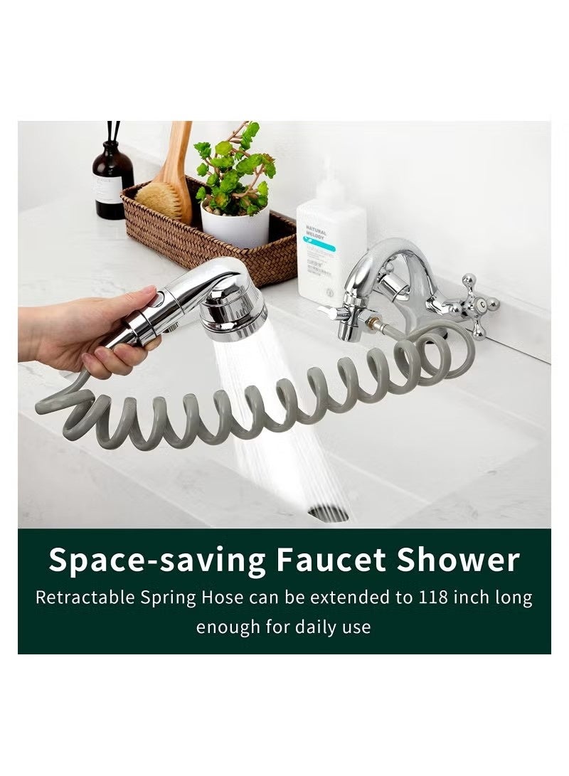 Beauenty Faucet Sprayer Set Kitchen Sink Faucet Nozzle Ionic Shower Filter Household Water Saving Splash Tube Handheld Holder Shower Booster Without Tap for Bathroom Washbasin - Image 5