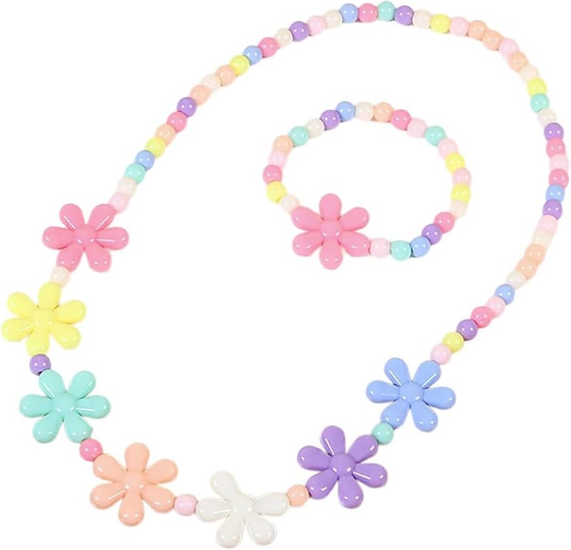 Colorful Flower Beads Jewelry Set For Kids Party Wear And Special Occasions - Image 1