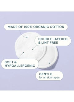 Cliganic Organic Cotton Rounds (100 CountX3) PACK OF 3, Makeup Remover Pads, Hypoallergenic, Lint-Free | 100% Pure Cotton  - Image 4