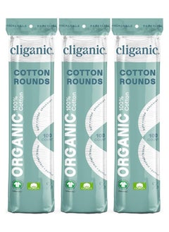 Cliganic Organic Cotton Rounds (100 CountX3) PACK OF 3, Makeup Remover Pads, Hypoallergenic, Lint-Free | 100% Pure Cotton  - Image 1