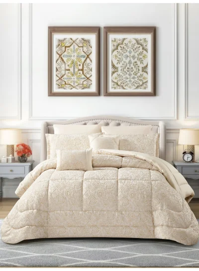 Donetella Luxury 5-Piece Comforter Set – twin size Size, Poly Jacquard Fabric, Soft 350 GSM Fill – Includes Comforter, Fitted Sheet, Pillowcases, Pillow Shams &amp; Decorative Filled Cushions