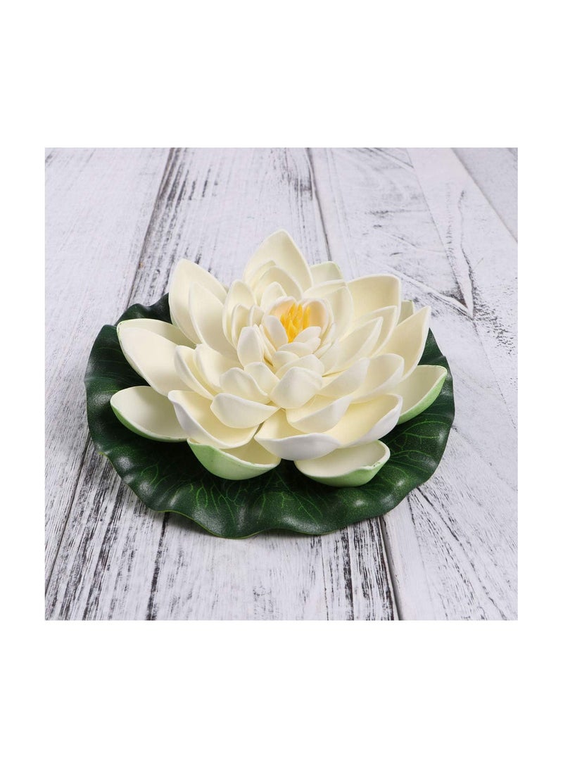 GGOOT 6pcs Artificial Floating Foam Lotus Flowers, White Lifelike Foam Pond Plants Lotus Lilies for Home Decor (2pcs 7 inch/4pcs 4 inch)  - Image 3