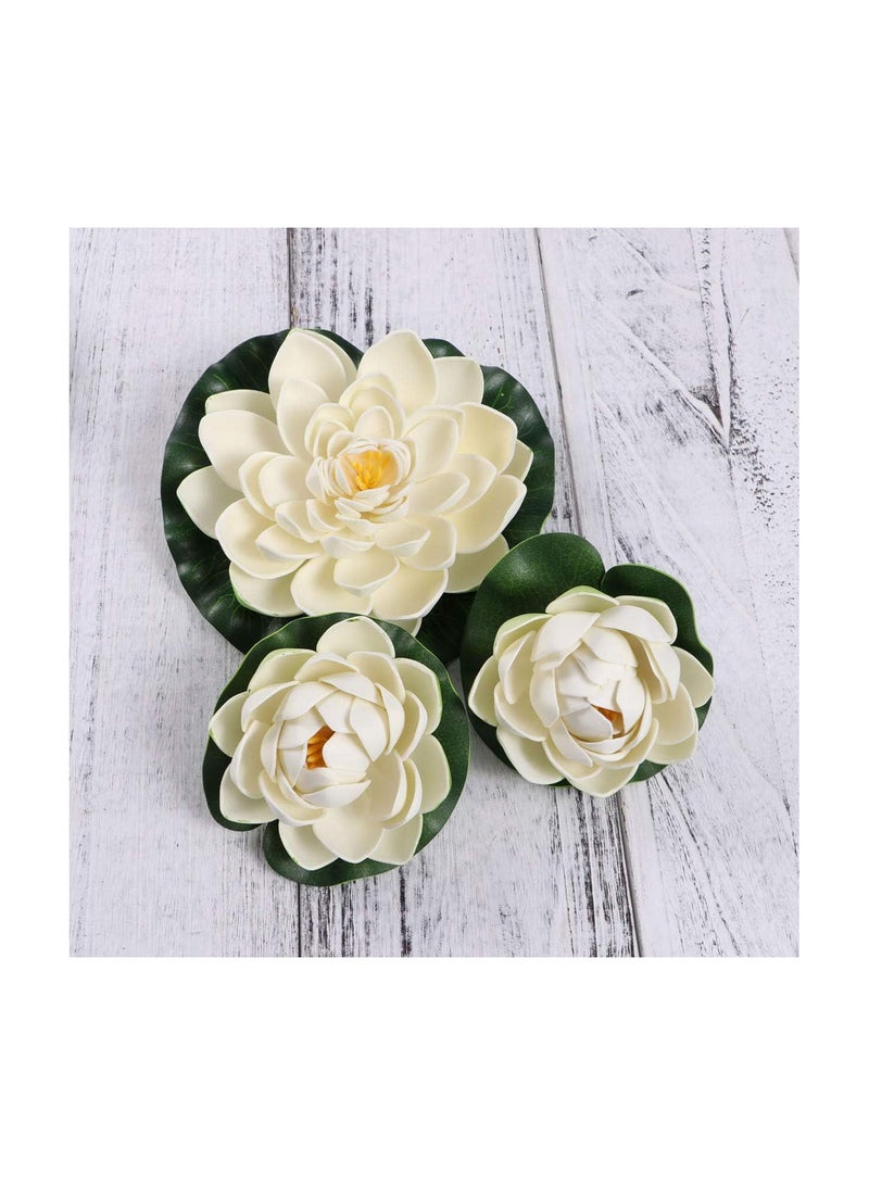GGOOT 6pcs Artificial Floating Foam Lotus Flowers, White Lifelike Foam Pond Plants Lotus Lilies for Home Decor (2pcs 7 inch/4pcs 4 inch)  - Image 5