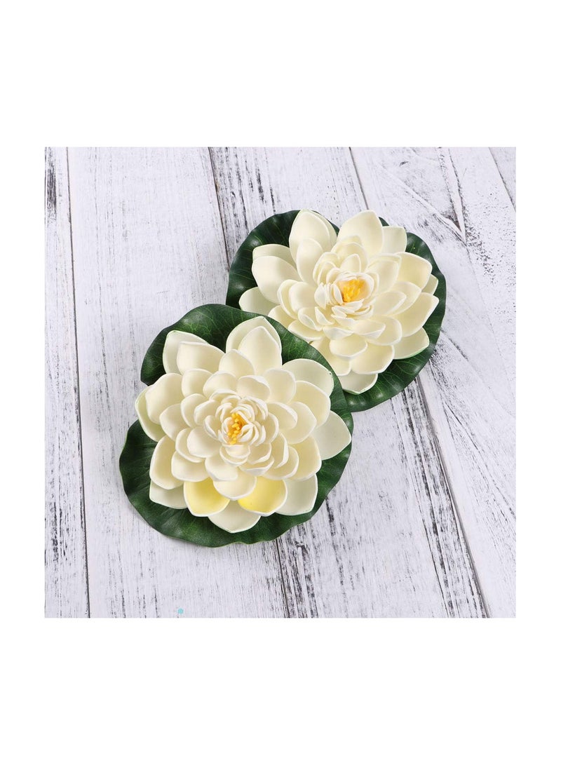 GGOOT 6pcs Artificial Floating Foam Lotus Flowers, White Lifelike Foam Pond Plants Lotus Lilies for Home Decor (2pcs 7 inch/4pcs 4 inch)  - Image 4