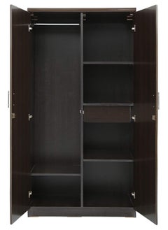AFT Spacious Two-Door MDF Wardrobe with Lockable Compartments, Durable Metal Hinges, and Multiple Shelves for Organized Storage – Featuring Premium Wangi Dark Brown Finish (Arfan)  - Image 2