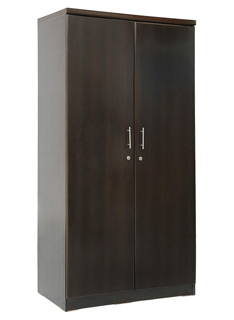 AFT - Spacious Two-Door MDF Wardrobe with Lockable Compartments, Durable Metal Hinges, and Multiple Shelves for Organized Storage – Featuring Premium Wangi Dark Brown Finish (Arfan) - Image 1