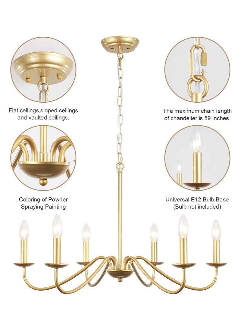 ERENYEA Gold Chandelier Farmhouse Chandelier Dining Room Lighting Fixtures Are Suitable For Bedrooms, kitchens, Living Rooms, Foyers, Hallways And Entryways  - Image 5