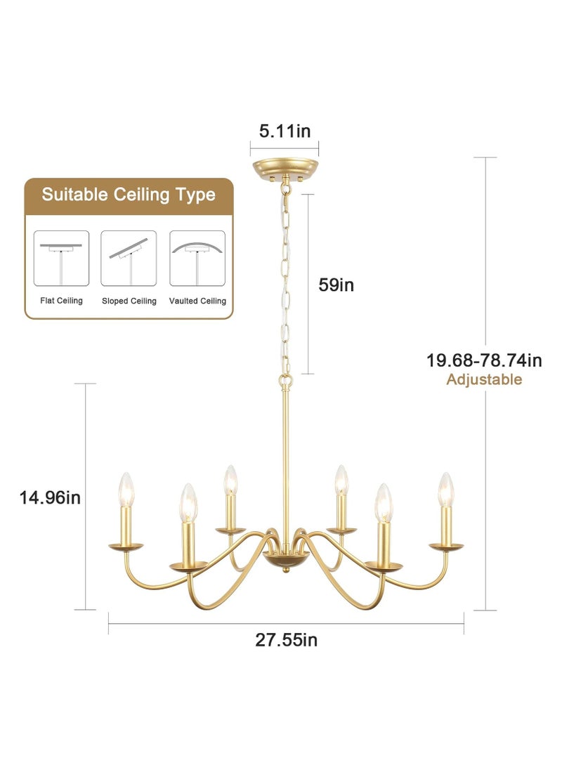 ERENYEA Gold Chandelier Farmhouse Chandelier Dining Room Lighting Fixtures Are Suitable For Bedrooms, kitchens, Living Rooms, Foyers, Hallways And Entryways  - Image 4