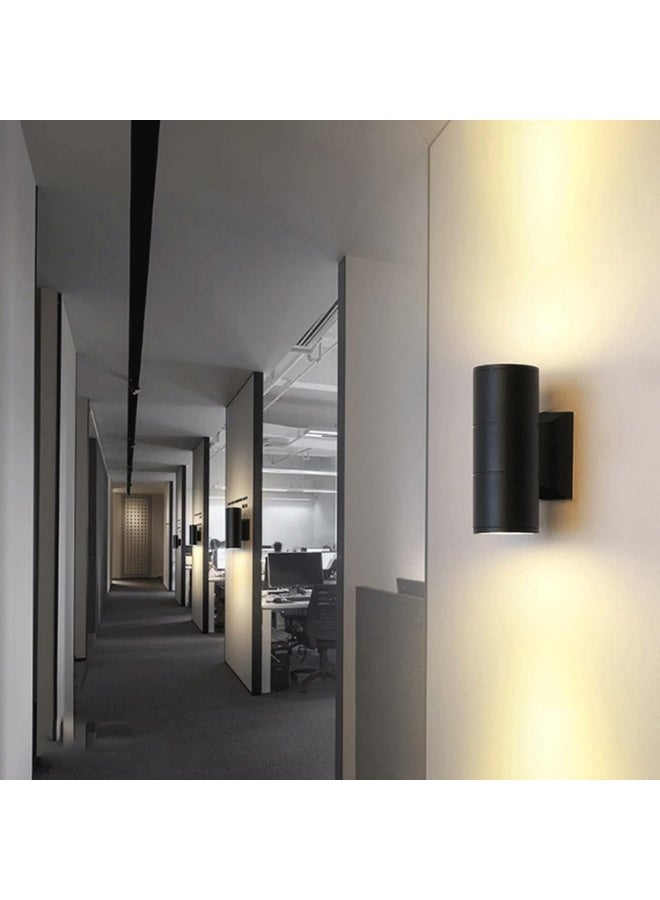 Modern Black LED Wall Light – Up & Down Wall Sconce Cylinder Design, Minimalist Indoor Outdoor Wall Lamp, Energy Efficient Decorative Lighting for Hallway, Bedroom & Office - Image 1