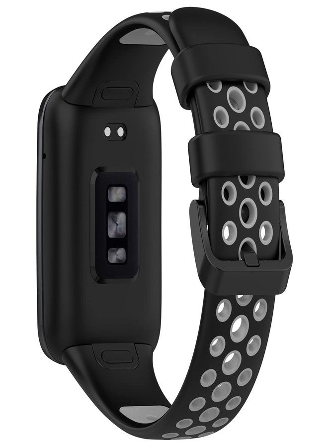 AWADUO Compatible with Xiaomi Mi Band 7 Pro Replacement Band, Replacement Silicone Wrist Strap Bracelet Band for Men Women, Soft And Durable(Black+Grey) - Image 1