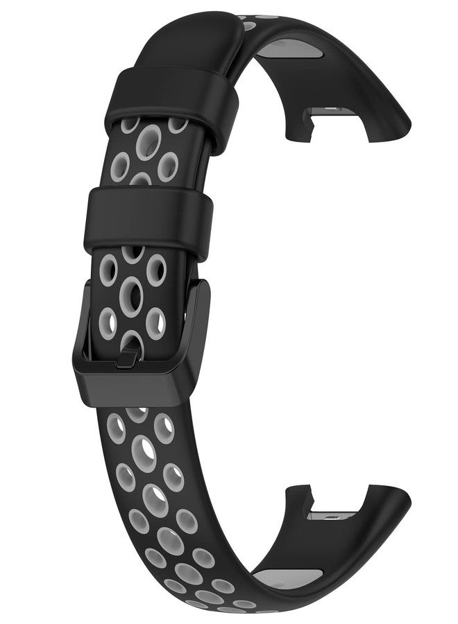 AWADUO Compatible with Xiaomi Mi Band 7 Pro Replacement Band, Replacement Silicone Wrist Strap Bracelet Band for Men Women, Soft And Durable(Black+Grey) - Image 3