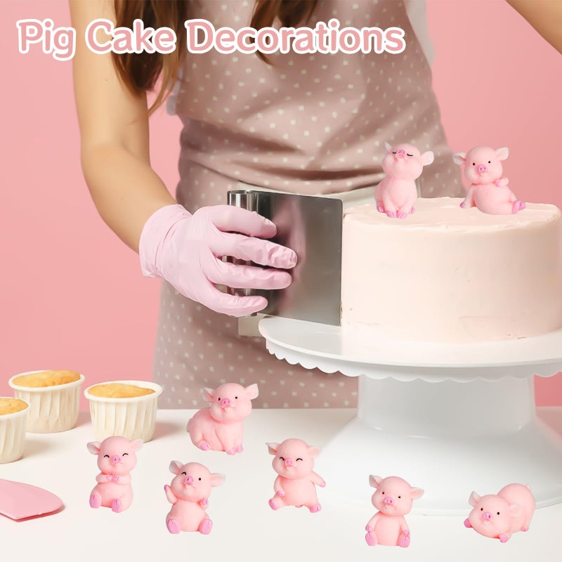Morofme 8pcs Miniature Pig Figurines  Pig Cake Topper Cupcake topper  Mini Pig Cerdo Characters Toy  Pig Cake Decorations for Kids Birthday Baby Shower Pig Theme Party Supplies - Image 4