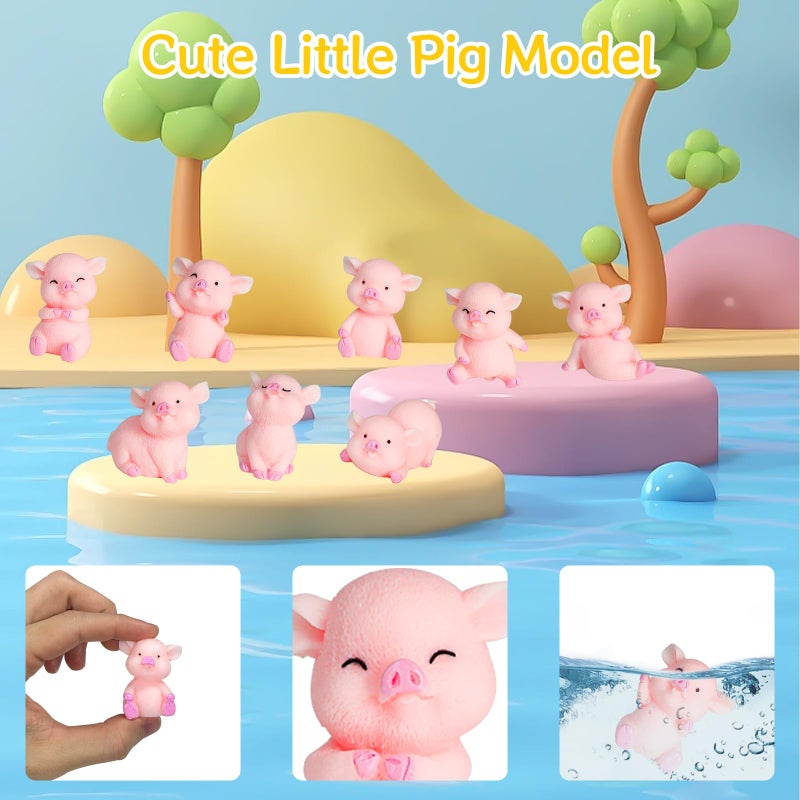 Morofme 8pcs Miniature Pig Figurines  Pig Cake Topper Cupcake topper  Mini Pig Cerdo Characters Toy  Pig Cake Decorations for Kids Birthday Baby Shower Pig Theme Party Supplies - Image 5