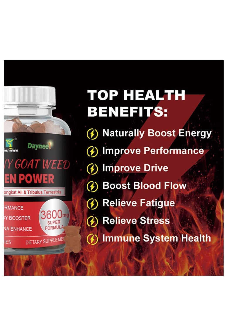 Wins Town - Men Power Male Energy And Vitality ,Natural Energy & Stamina Booster,With Maca Tongkat Ali Tribulus Terrestris - 60 Vegan Gummies - Image 1