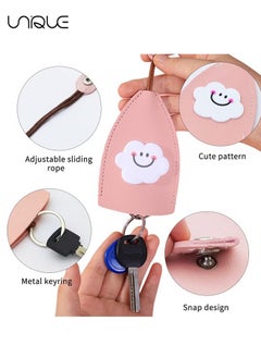 Unique 4Pcs Cute Key Fob Case, PU Leather Car Key Case, Portable Key Pouch, High-quality PU Leather, Cute Cartoon Patterns, Hidden Keychain, for Car Keys, Personalized Pull Out Key Bag  - Image 3