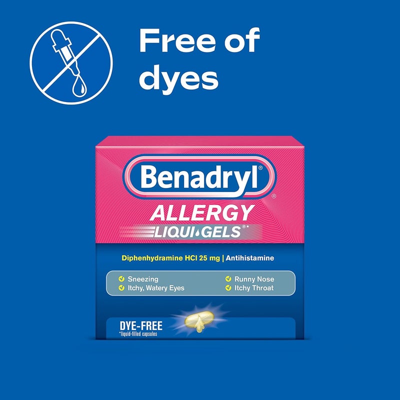 Benadryl بنادريل لتخفيف الحساسية ليكوي جيل 24 حبة كريم لإيقاف الحكة 1 أونصة لتخفيف الحكة في الهواء الطلق - Image 4