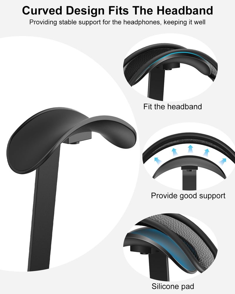 VICHYIE حامل سماعات VICHYIE لسماعات AirPods Max، حامل سماعات مع قضيب دعم من الألمنيوم، قاعدة ثقيلة لحامل السماعات - أسود - Image 3