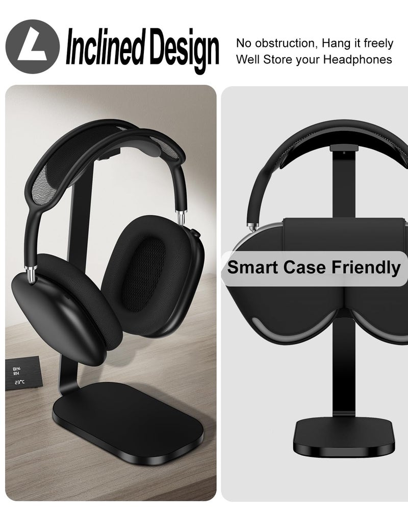 VICHYIE حامل سماعات VICHYIE لسماعات AirPods Max، حامل سماعات مع قضيب دعم من الألمنيوم، قاعدة ثقيلة لحامل السماعات - أسود - Image 4
