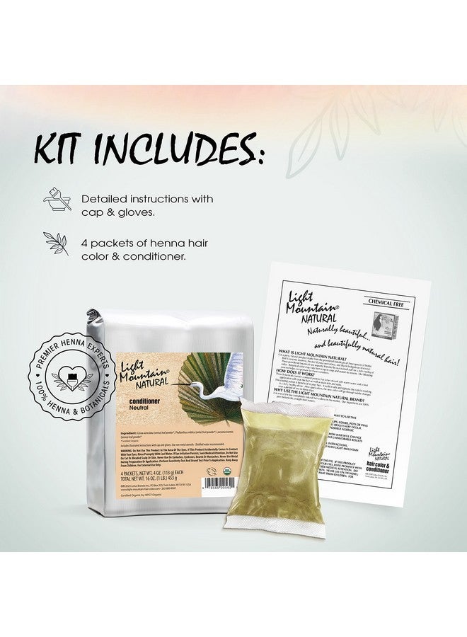 لايت ماونتين صبغة شعر وبلسم حناء لايت ماونتن - صبغة شعر محايدة للرجال/النساء مع مستخلصات نباتية مرطبة لشعر لامع، 16 أونصة - Image 2
